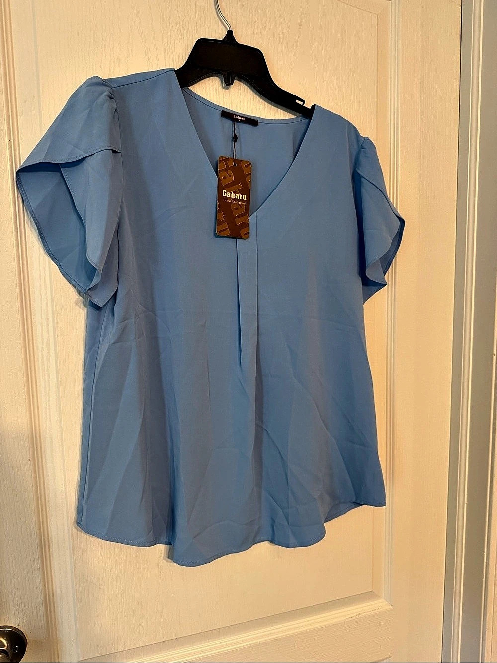 Gaharu Blue Ruffle Sleeve Blouse NWT